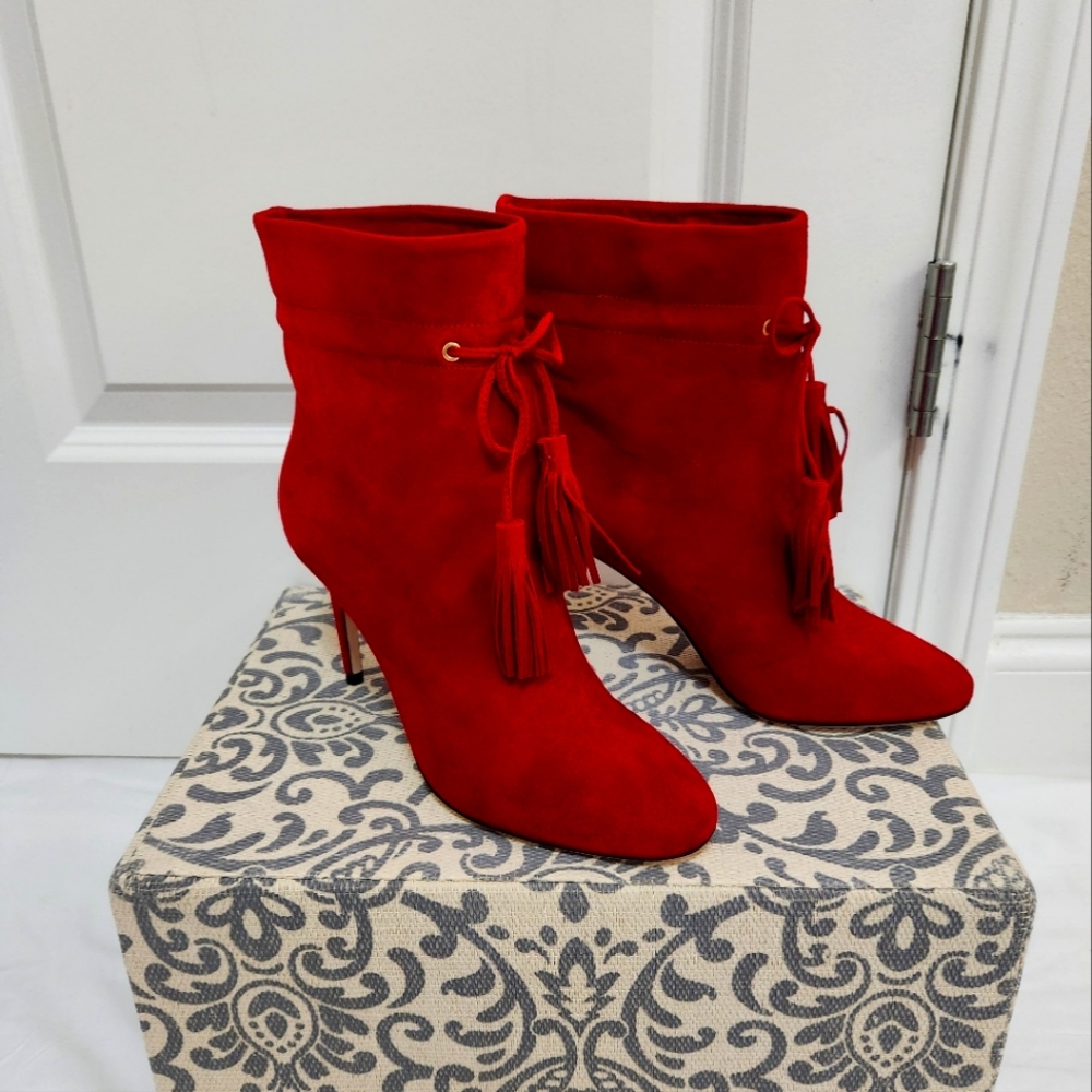 Kate Spade New York- Women's Dillane Ankle Booties in CHERRY RED